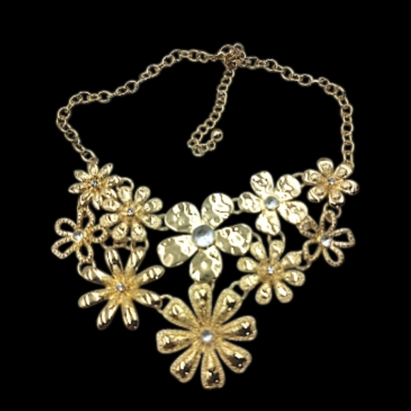 Jewelry - Gold Plated Floral Statement Necklace/Choker